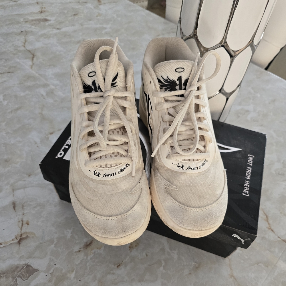 PUMA LAMELO BALL MB02 WHISPERS FROSTED IVORY BLACK SNEAKERS SHOES 9.5 - Picture 6 of 11